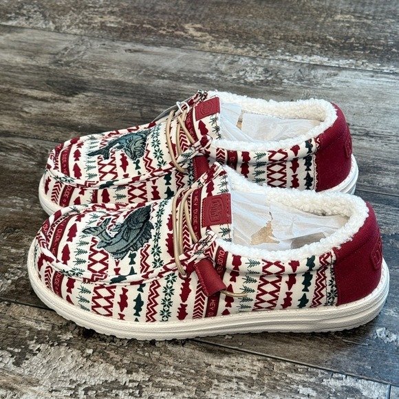 Hey Dude Shoes Men Size 11 Wally Merry Fishmas Sweater Lace Up Loafers Comfy NEW - Picture 9 of 12